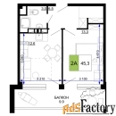 2 - комн.  квартира, 45.3 м², 2/9 эт.