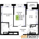 2 - комн.  квартира, 53.69 м², 16/25 эт.