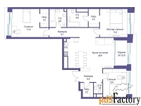 3 - комн.  квартира, 117.3 м², 3/16 эт.