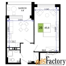 2 - комн.  квартира, 45.6 м², 2/9 эт.