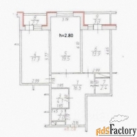 2 - комн.  квартира, 75.6 м², 5/17 эт.