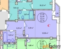 1 - комн.  квартира, 32.1 м², 17/19 эт.