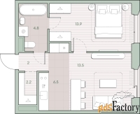 1 - комн.  квартира, 42.9 м², 3/4 эт.