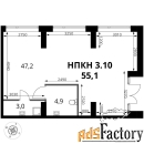 свободного назначения, 55.1 м²