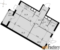 2 - комн.  квартира, 74 м², 7/16 эт.