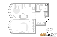 1 - комн.  квартира, 43.29 м², 15/39 эт.