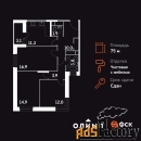 3 - комн.  квартира, 75 м², 1/20 эт.