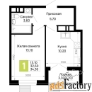 1 - комн.  квартира, 34.3 м², 1/16 эт.
