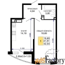 1 - комн.  квартира, 42.54 м², 17/19 эт.