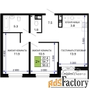 2 - комн.  квартира, 57.65 м², 5/16 эт.