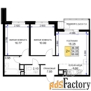 2 - комн.  квартира, 56.7 м², 3/16 эт.