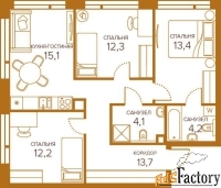 3 - комн.  квартира, 75 м², 6/13 эт.