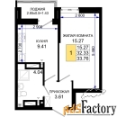 1 - комн.  квартира, 33.76 м², 25/25 эт.