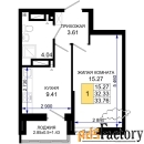 1 - комн.  квартира, 33.76 м², 23/25 эт.