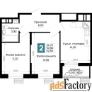 2 - комн.  квартира, 52.6 м², 3/16 эт.