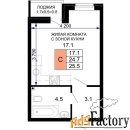 1 - комн.  квартира, 25.5 м², 2/16 эт.
