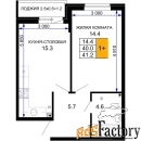 1 - комн.  квартира, 41.95 м², 2/16 эт.