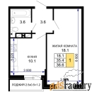 1 - комн.  квартира, 37.7 м², 13/16 эт.