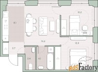 2 - комн.  квартира, 54.4 м², 18/27 эт.