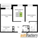 2 - комн.  квартира, 56.4 м², 15/16 эт.