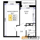 1 - комн.  квартира, 37.3 м², 16/16 эт.
