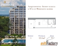 1 - комн.  квартира, 22.6 м², 9/12 эт.