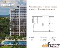 2 - комн.  квартира, 51.6 м², 10/12 эт.