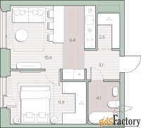 1 - комн.  квартира, 38.6 м², 2/27 эт.