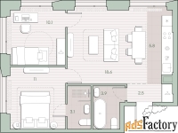 2 - комн.  квартира, 55 м², 20/27 эт.