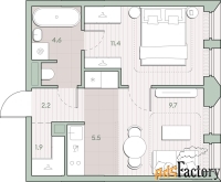 1 - комн.  квартира, 35.3 м², 2/13 эт.