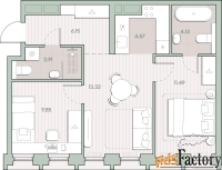 2 - комн.  квартира, 53.42 м², 16/44 эт.