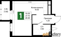 1 - комн.  квартира, 28.83 м², 21/22 эт.