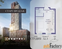 1 - комн.  квартира, 32.3 м², 2/10 эт.