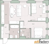 2 - комн.  квартира, 57.4 м², 9/13 эт.