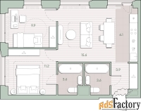2 - комн.  квартира, 53.9 м², 13/27 эт.