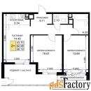 2 - комн.  квартира, 68.25 м², 15/16 эт.