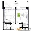 2 - комн.  квартира, 47 м², 2/9 эт.