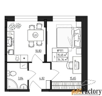 1 - комн.  квартира, 34.34 м², 1/4 эт.