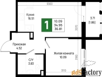 1 - комн.  квартира, 36.81 м², 21/22 эт.