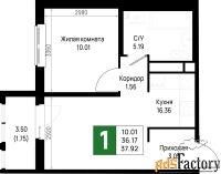 1 - комн.  квартира, 37.92 м², 11/22 эт.