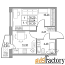 1 - комн.  квартира, 35.3 м², 10/11 эт.