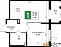 1 - комн.  квартира, 36.81 м², 12/22 эт.