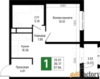 1 - комн.  квартира, 37.94 м², 5/22 эт.