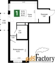 1 - комн.  квартира, 38.61 м², 13/22 эт.