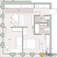 2 - комн.  квартира, 56.57 м², 2/44 эт.