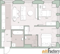 2 - комн.  квартира, 57.4 м², 13/13 эт.