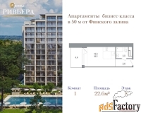 1 - комн.  квартира, 22.6 м², 8/12 эт.