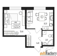 1 - комн.  квартира, 36.58 м², 1/4 эт.