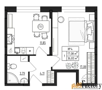 1 - комн.  квартира, 36.83 м², 1/4 эт.