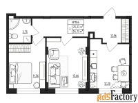 2 - комн.  квартира, 54.13 м², 1/4 эт.
